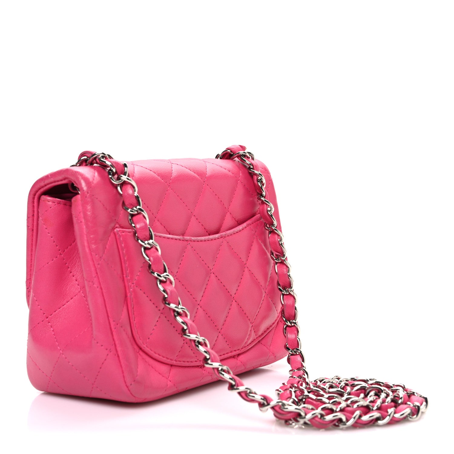 Chanel Lambskin Quilted Mini Square Flap Dark Pink 3 of 12