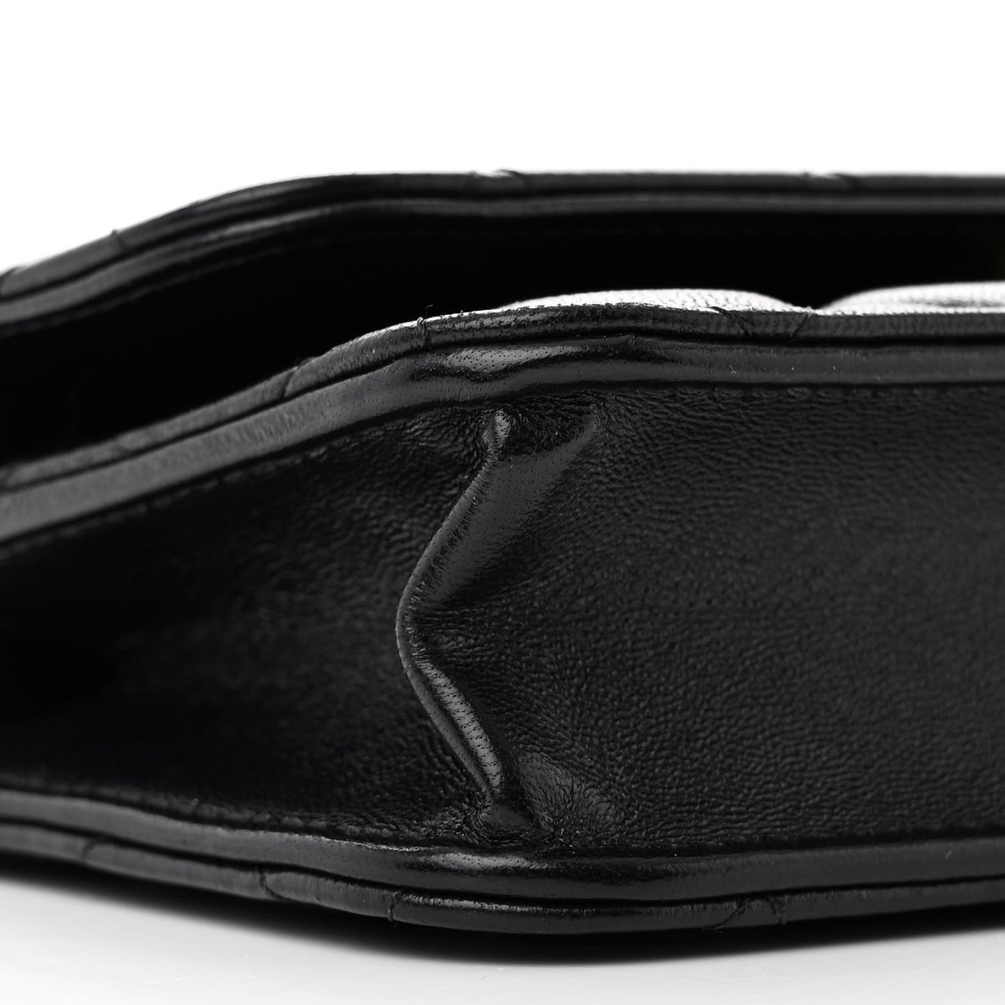 Lambskin Quilted Dynasty Flap Phone Holder With Chain Black