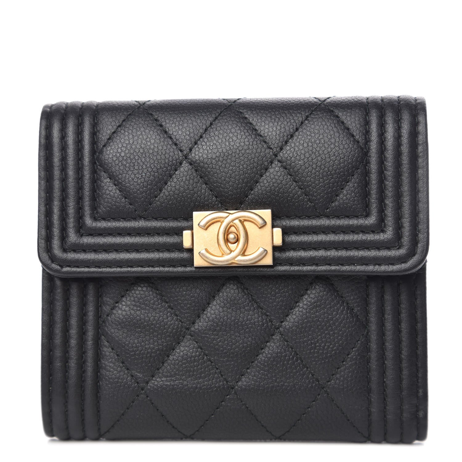 Chanel Caviar Quilted Compact Boy Wallet Black 1 of 9