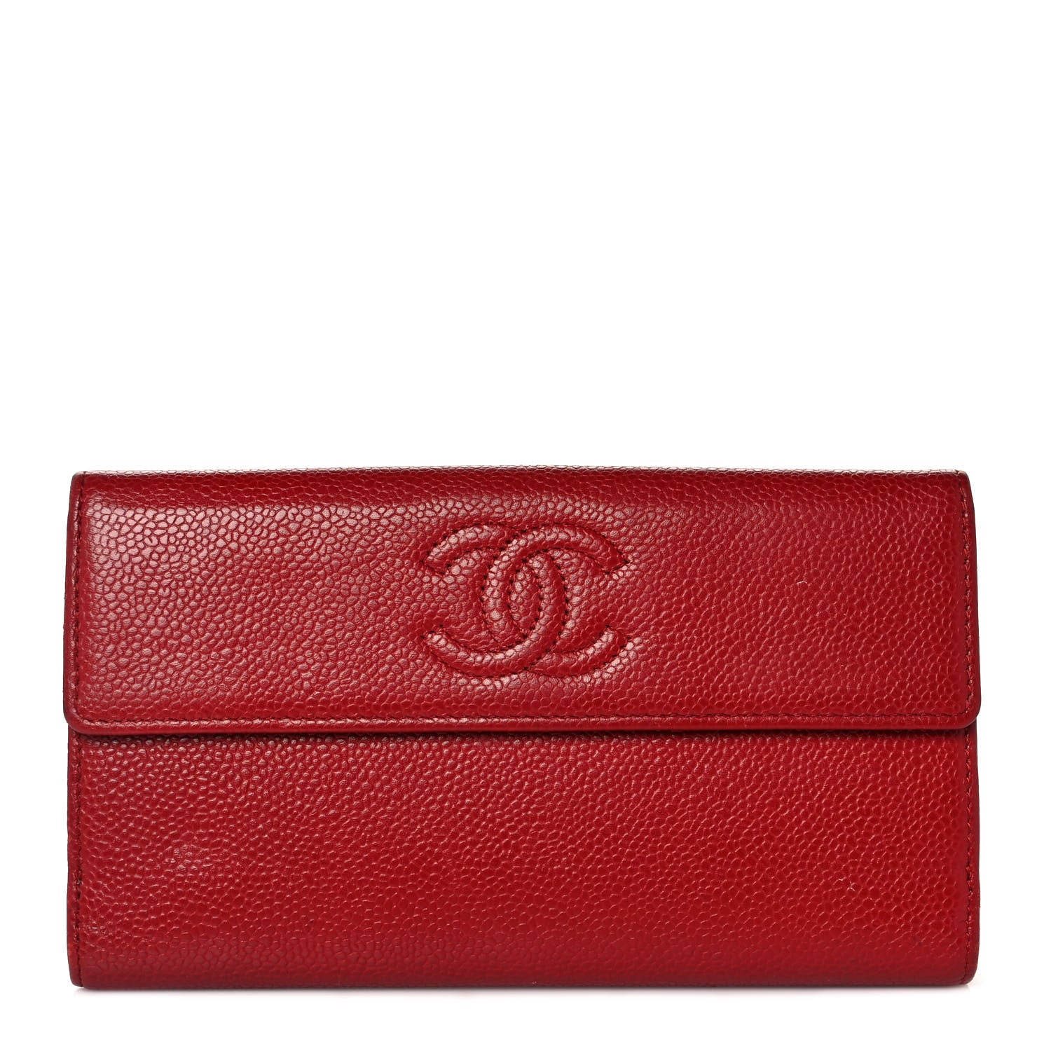 Chanel Caviar Timeless CC French Long Wallet Red 1 of 12