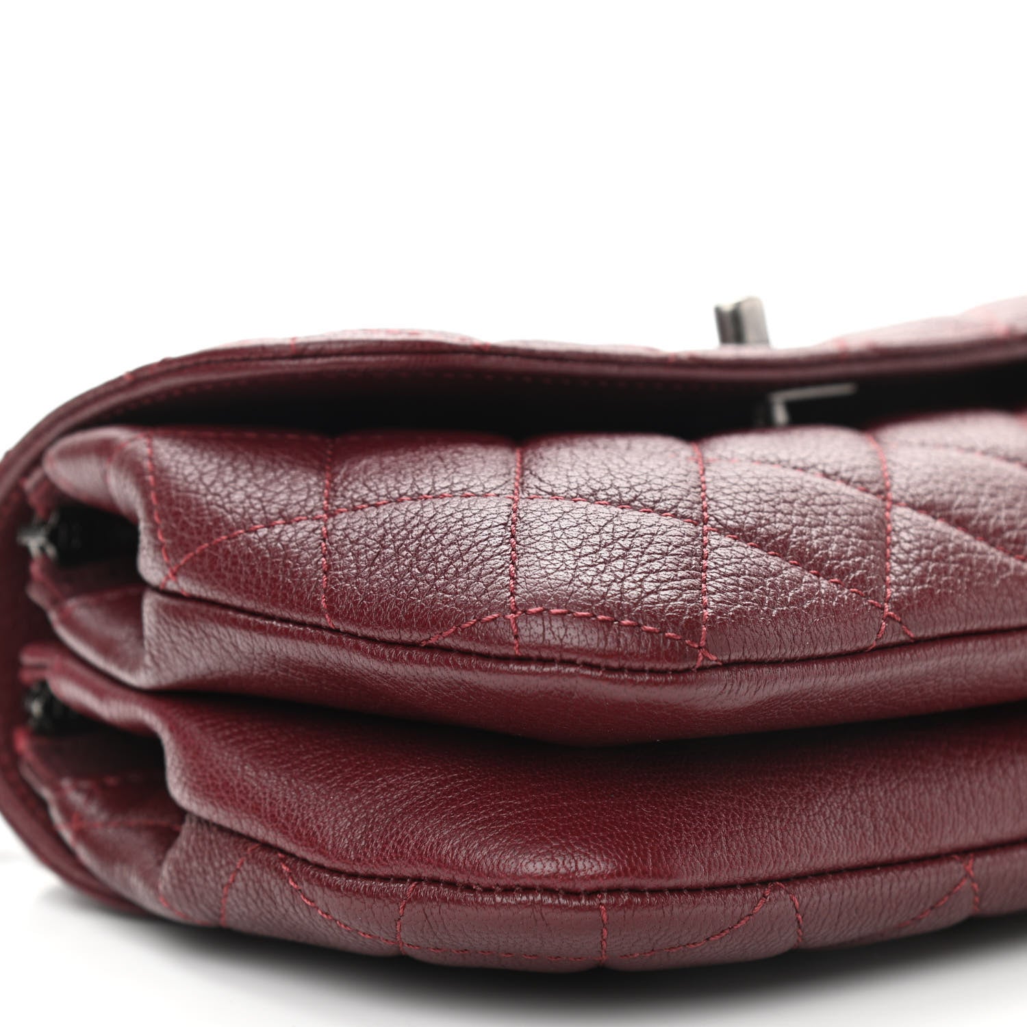 Chanel Goatskin Quilted CC Waiter Shoulder Bag Burgundy 9 of 10