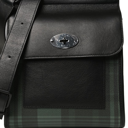 Mulberry Printed Eco Scotchgrain Calfskin Tartan Antony Messenger Crossbody Black Green 7 of 11