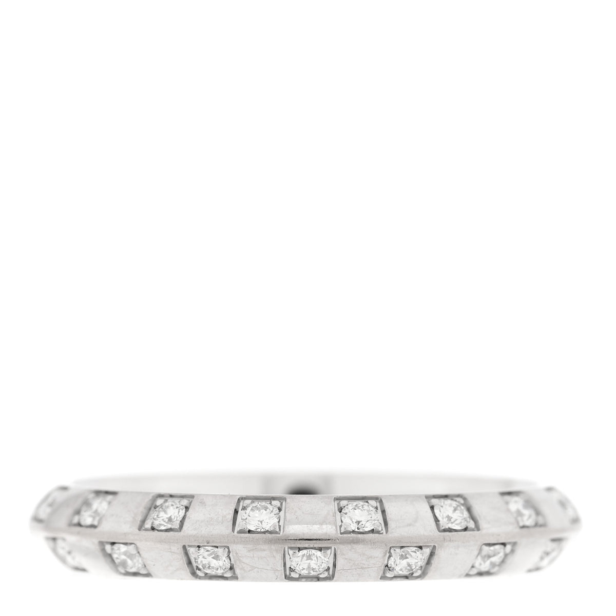 Louis Vuitton 18K White Gold Diamond Le Damier Ring 60 9 3 of 4