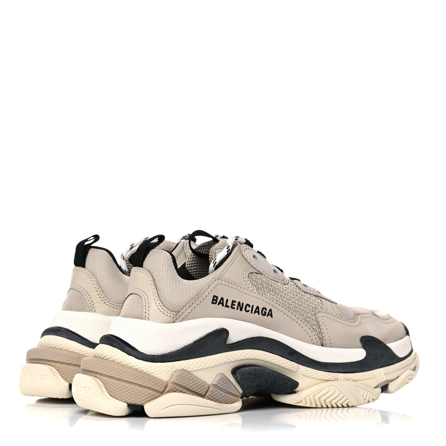 Fabric Mesh Womens Triple S Sneakers 38 Beige Black