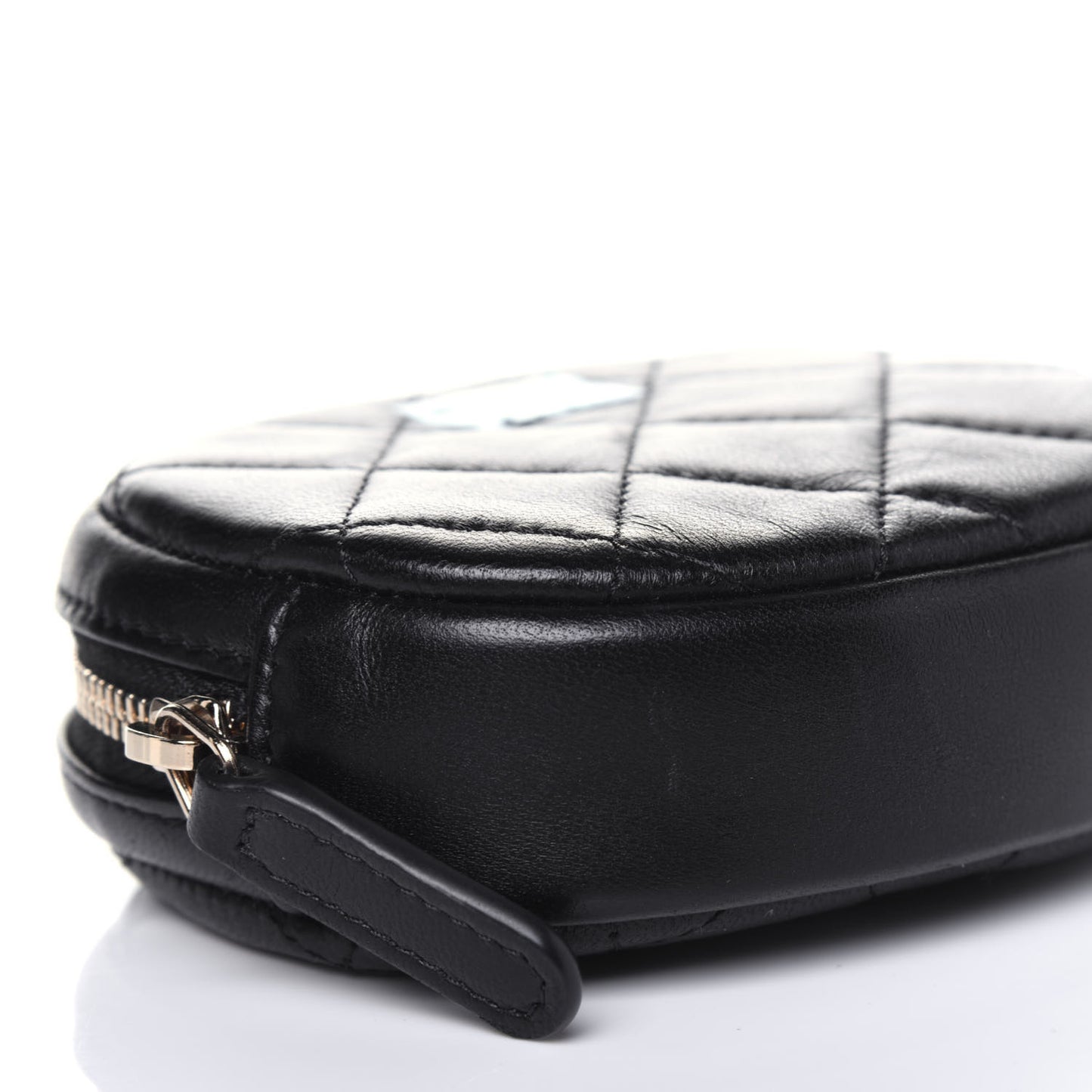 Lambskin Quilted Zip Around Classic Coin Purse Black