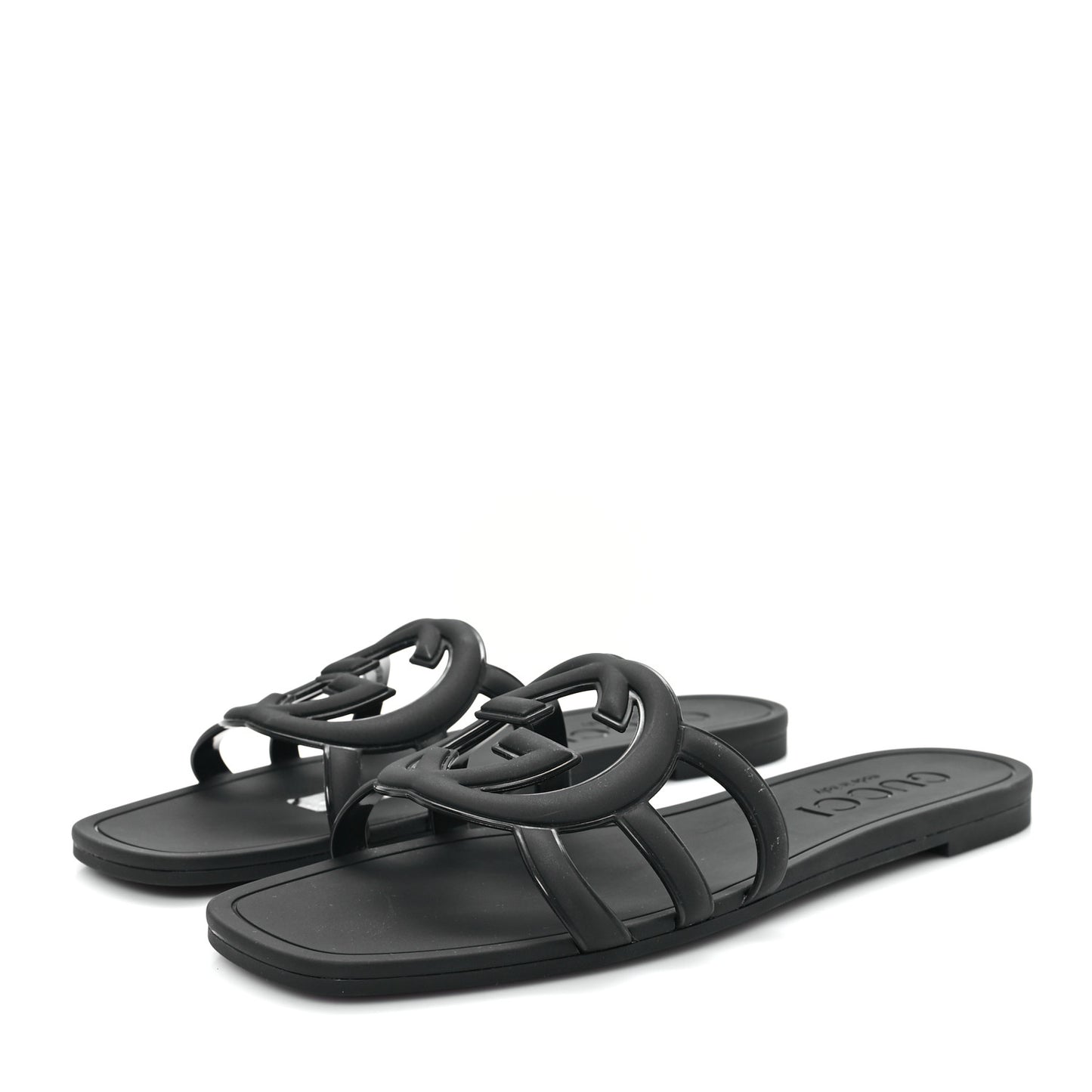 Rubber Womens Interlocking G Slide Sandals  39 Black