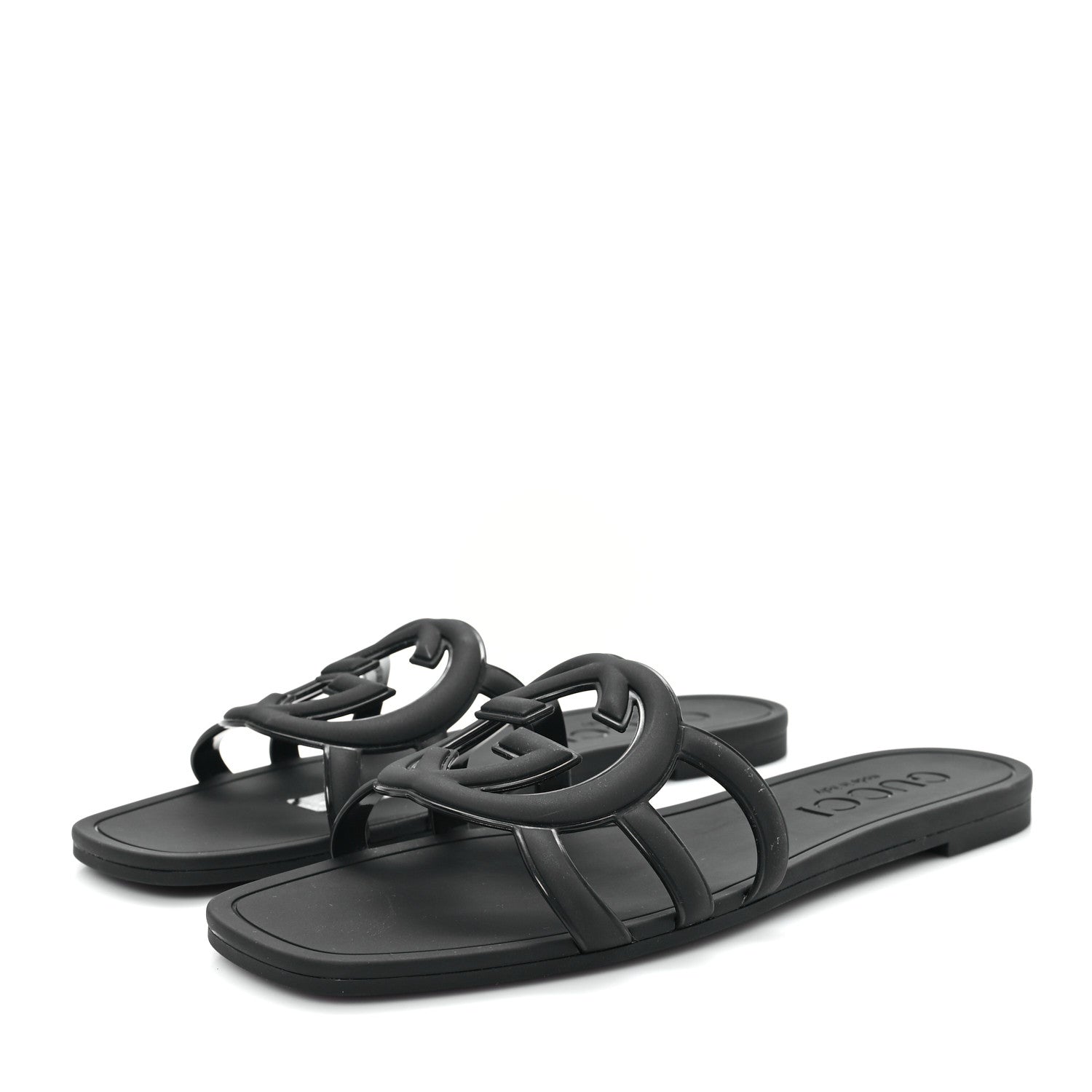 Gucci Rubber Womens Interlocking G Slide Sandals  39 Black 4 of 10