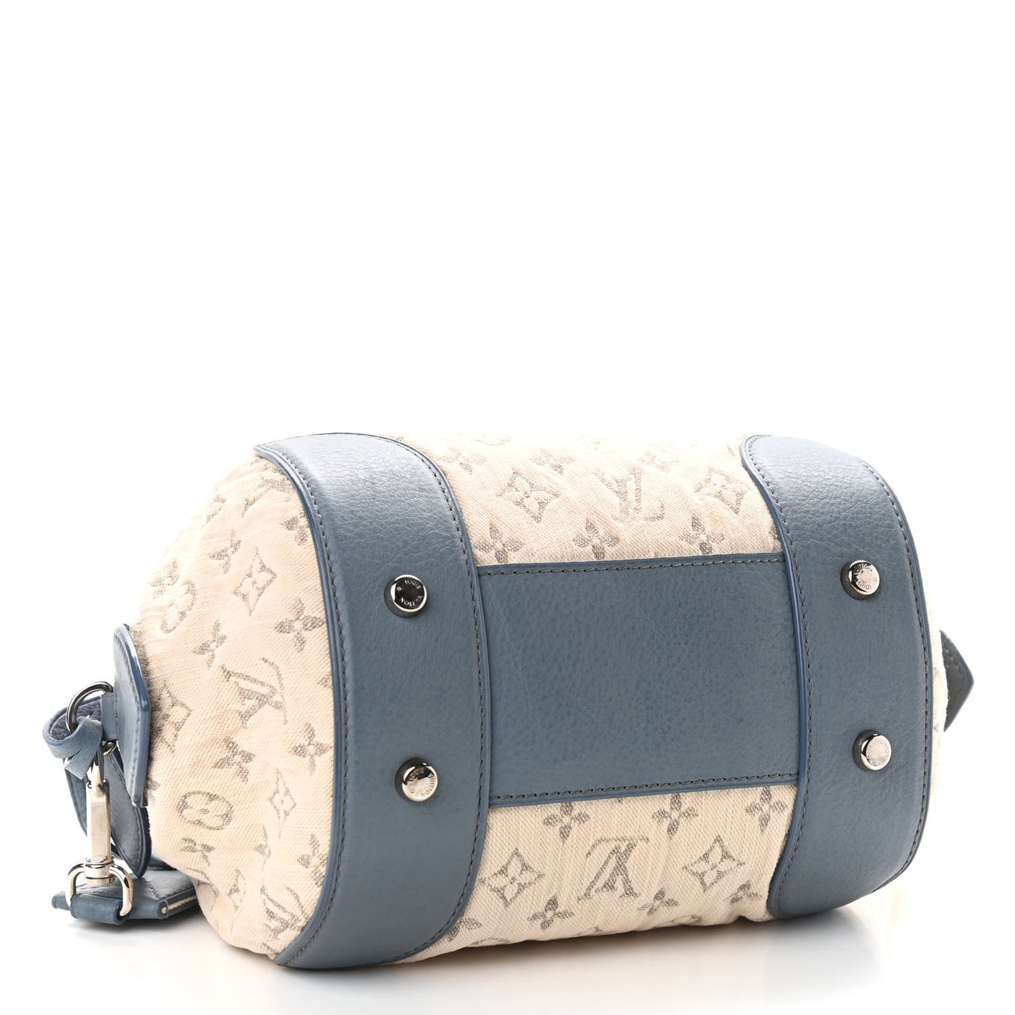 Monogram Denim Pochette Round Blue