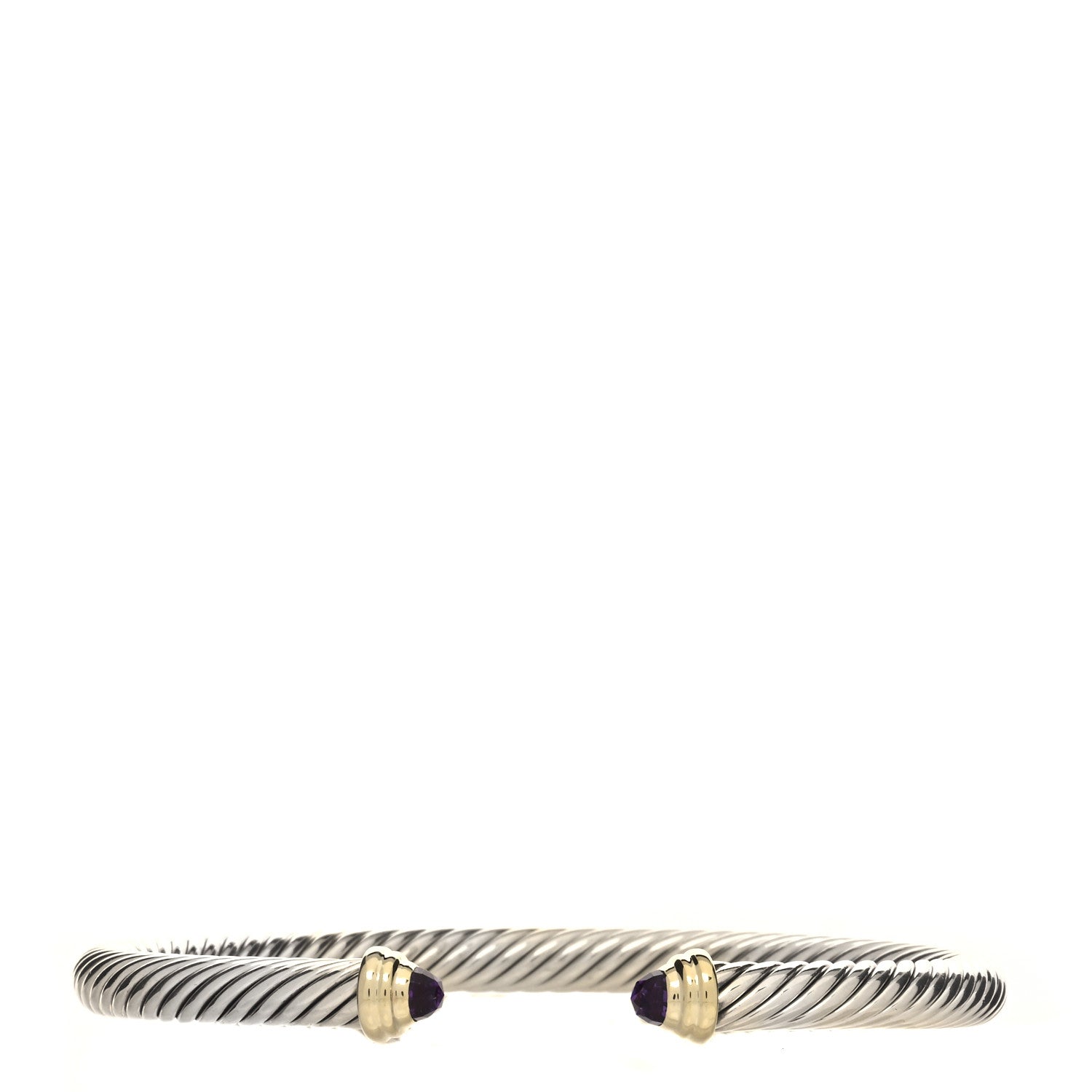 David Yurman Sterling Silver 14K Yellow Gold Amethyst 5mm Cable Classics Petite Color Bracelet 1 of 3