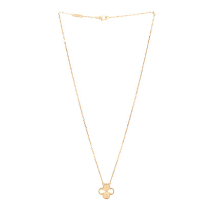 Van Cleef & Arpels 18K Yellow Gold Guilloche Vintage Alhambra Pendant Necklace 3 of 5