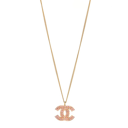 Chanel Crystal CC Necklace Pink Gold 1 of 5