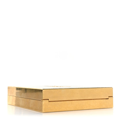 Saint Laurent Metal Calfskin Shagreen Embossed Monogram Minaudiere Tuxedo Box Clutch Blanc Vintage Light Bronze 4 of 10