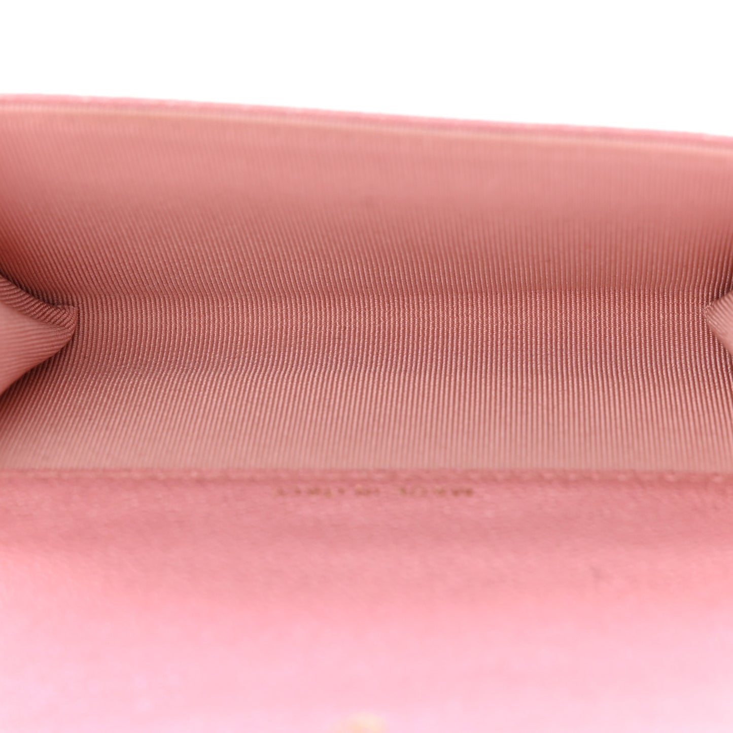 Iridescent Caviar Quilted Flap Card Holder Rose Pink