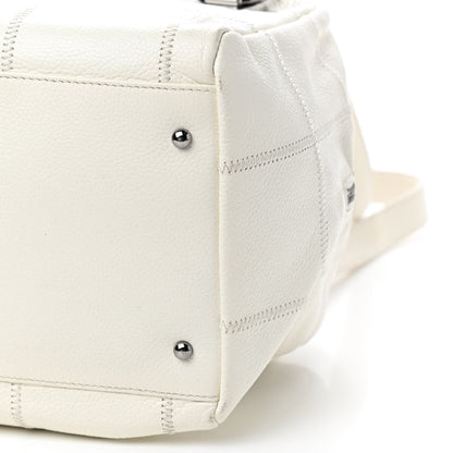 Chanel Caviar Square Stitched Bowler White 8 of 12