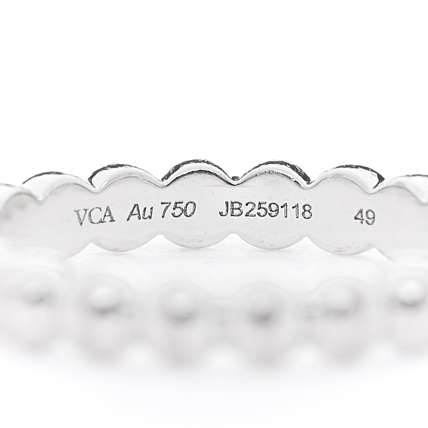18K White Gold Medium Perlee Ring 49 4.75