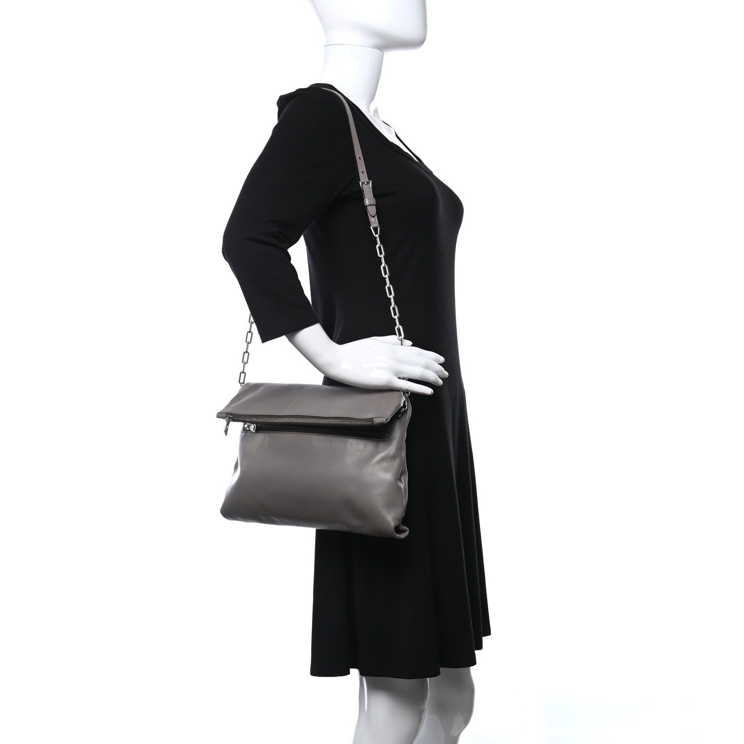 Prada Vitello Soft Zip Chain Flap Marmo 2 of 11