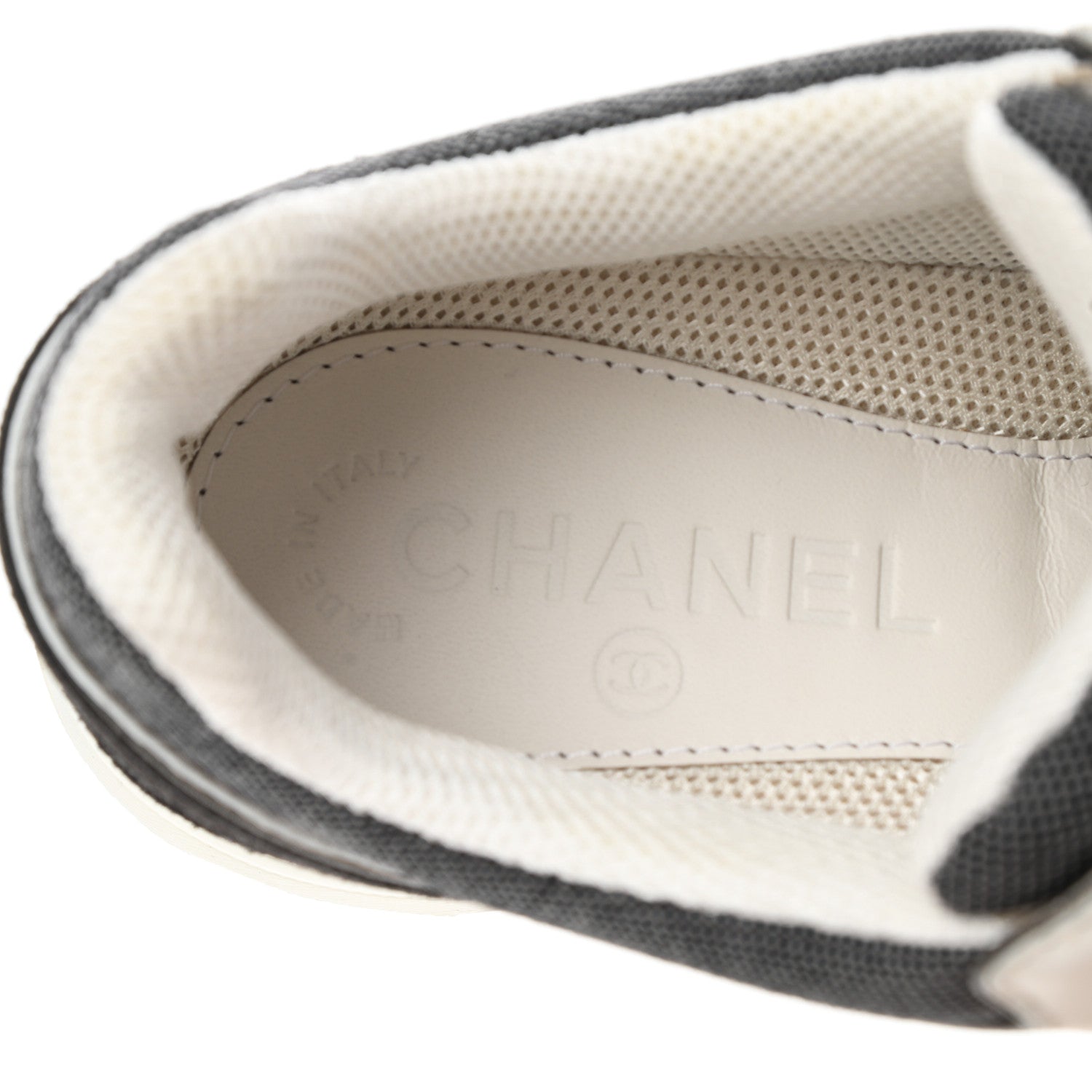 Chanel Denim Suede Calfskin CC Sneakers 37 Grey 7 of 9
