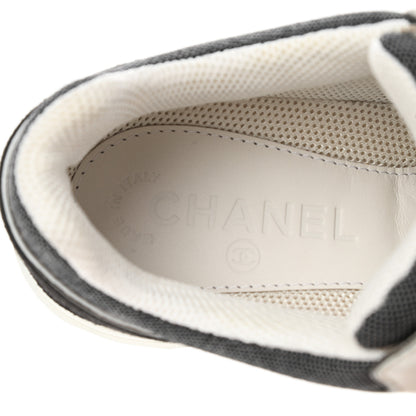 Chanel Denim Suede Calfskin CC Sneakers 37 Grey 7 of 9