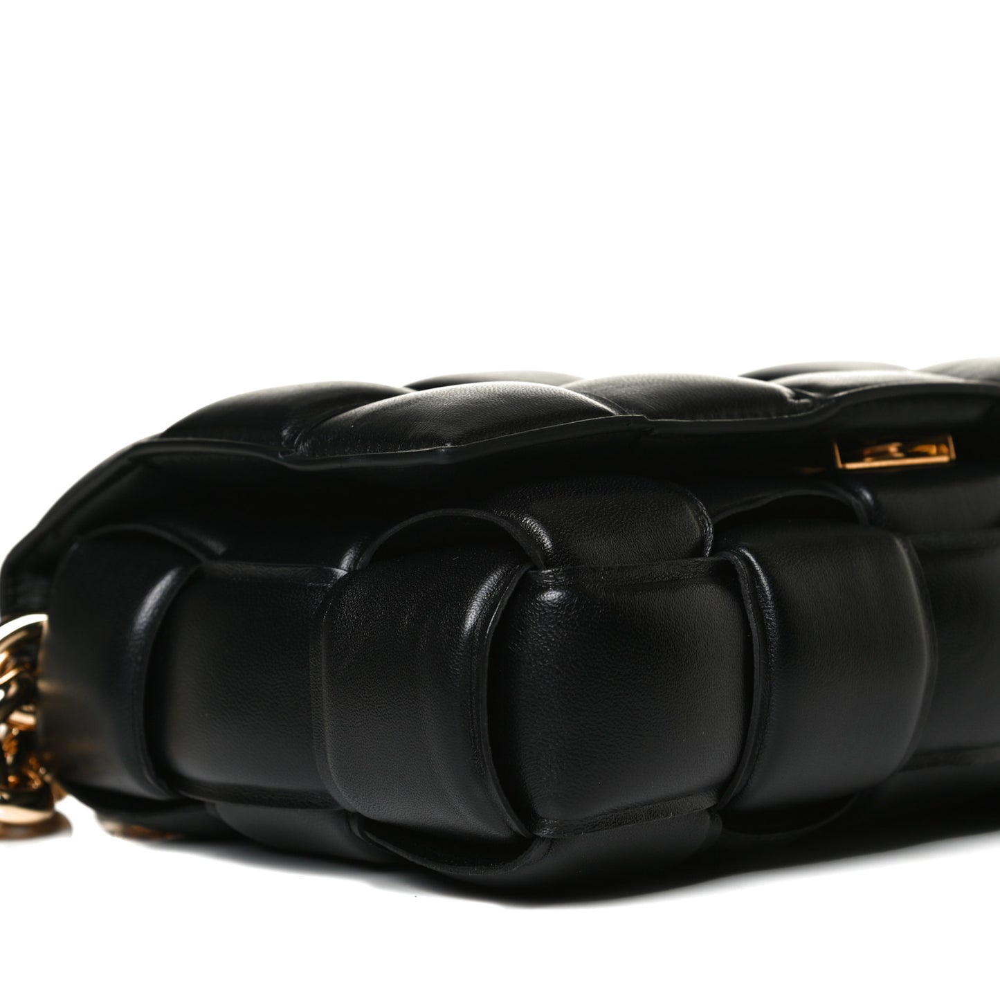 Lambskin Maxi Intreccio Padded Chain Cassette Crossbody Bag Black