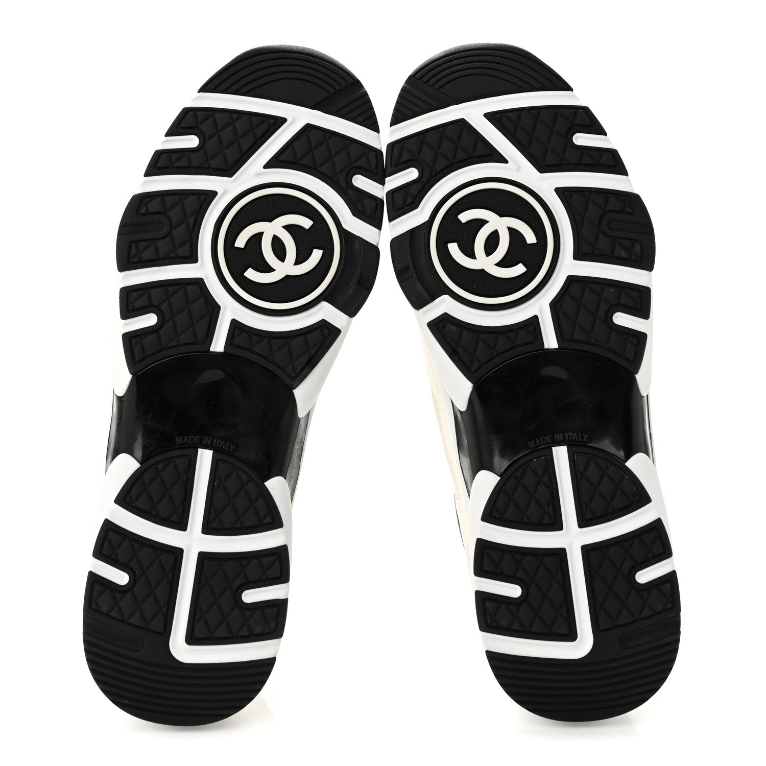 Chanel Mesh Suede Grained Calfskin Womens CC Sneakers 39.5 White Black 6 of 10