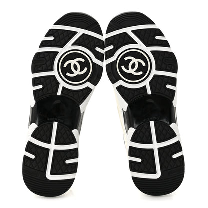 Chanel Mesh Suede Grained Calfskin Womens CC Sneakers 39.5 White Black 6 of 10