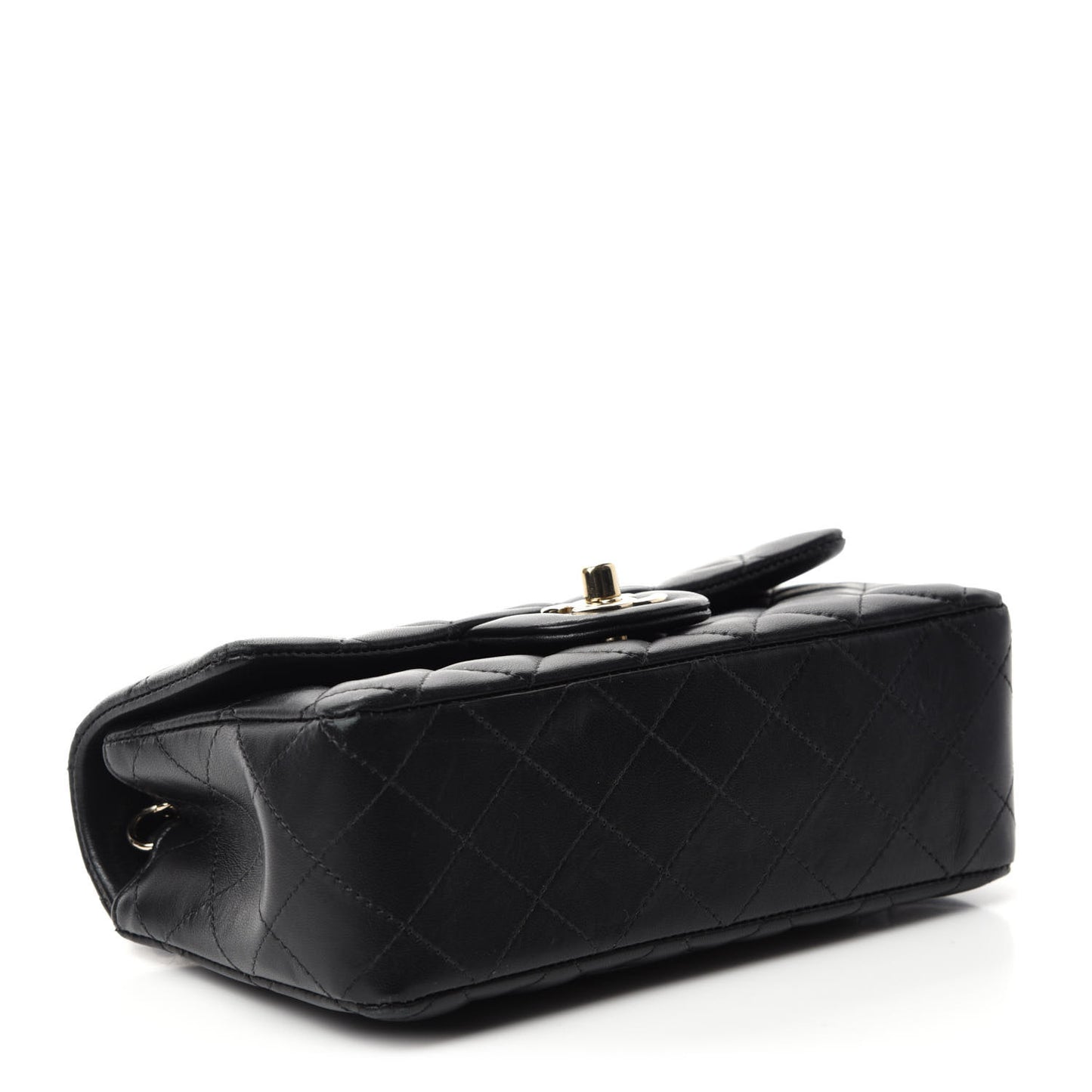 Lambskin Quilted Mini Rectangular Flap Black