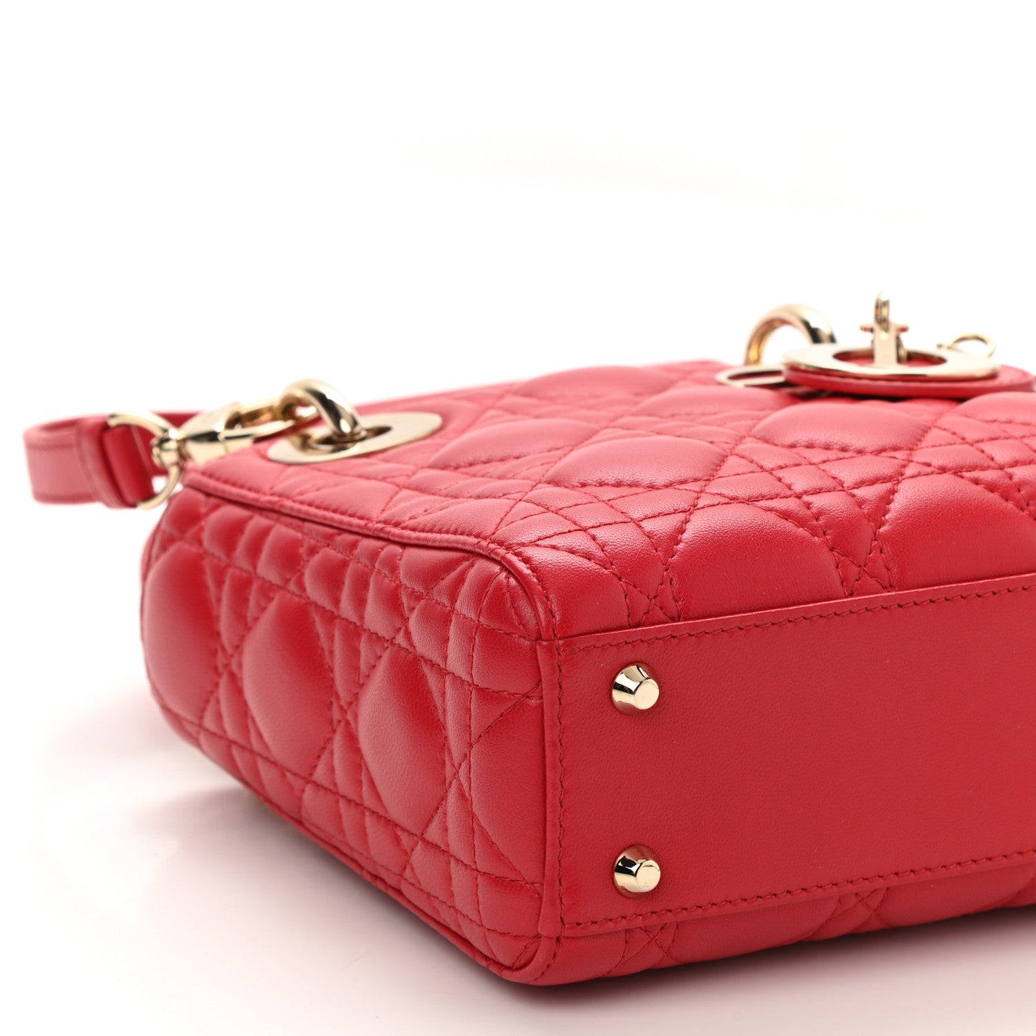 Christian Dior Lambskin Cannage Mini Lady Dior Red 9 of 10