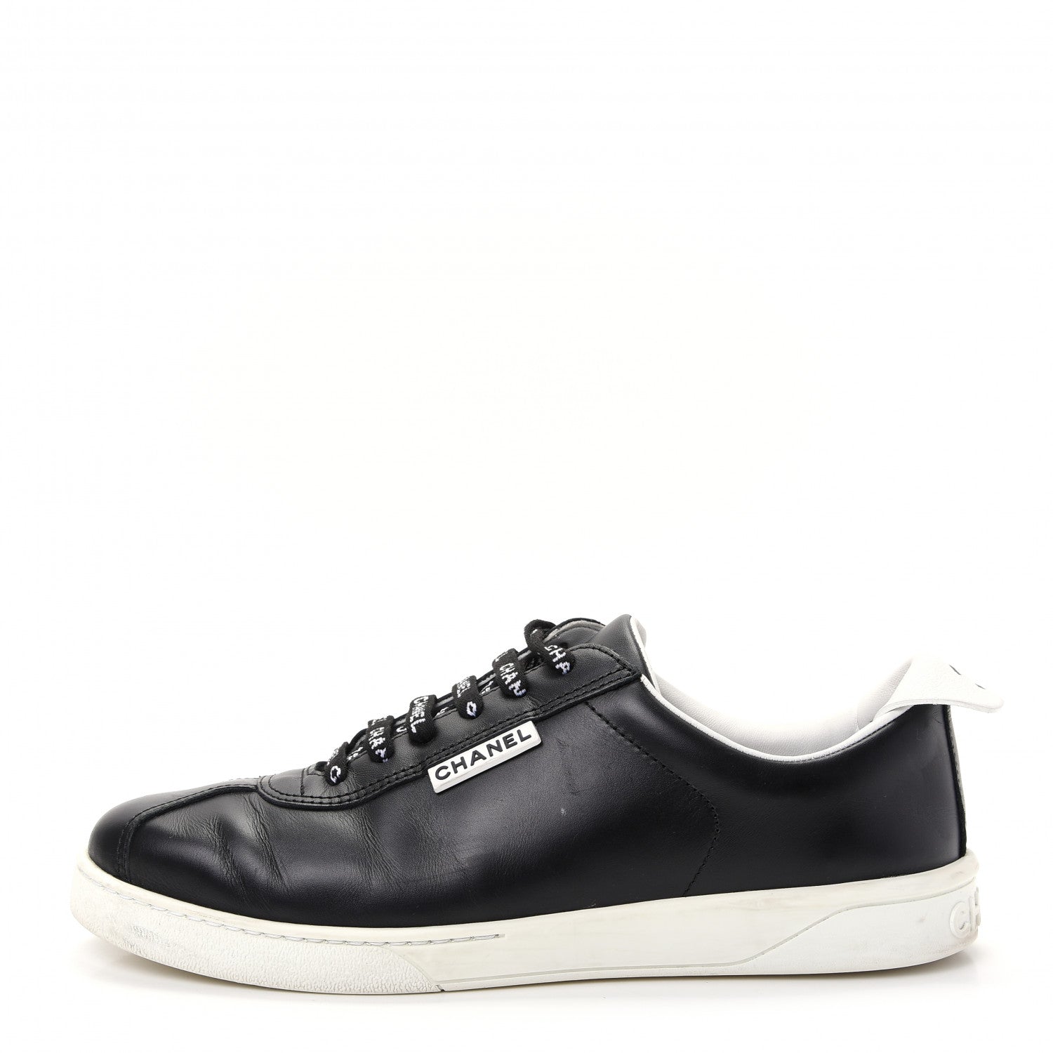 Chanel Calfskin CC Womens Sneakers 38.5 Black 1 of 11