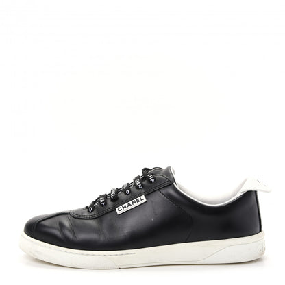 Chanel Calfskin CC Womens Sneakers 38.5 Black 1 of 11