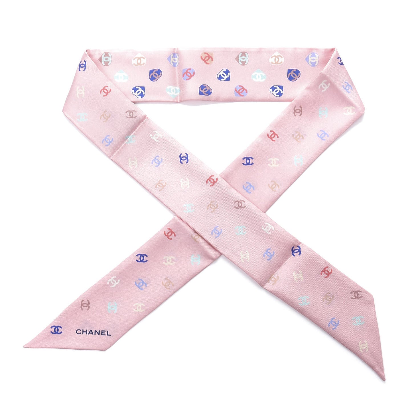 Silk Heart CC Slim Bandeau Scarf Pink