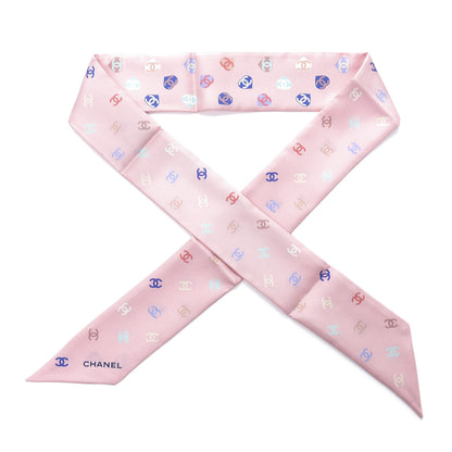 Chanel Silk Heart CC Slim Bandeau Scarf Pink 1 of 4