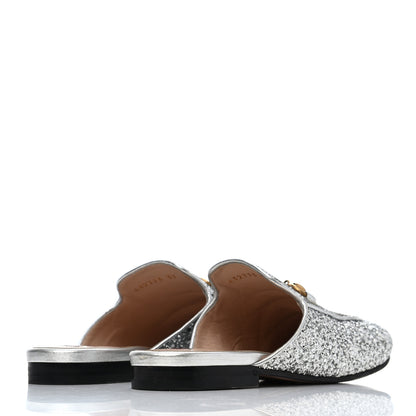 Gucci Glitter Womens Princetown Slippers 37 Silver 3 of 4
