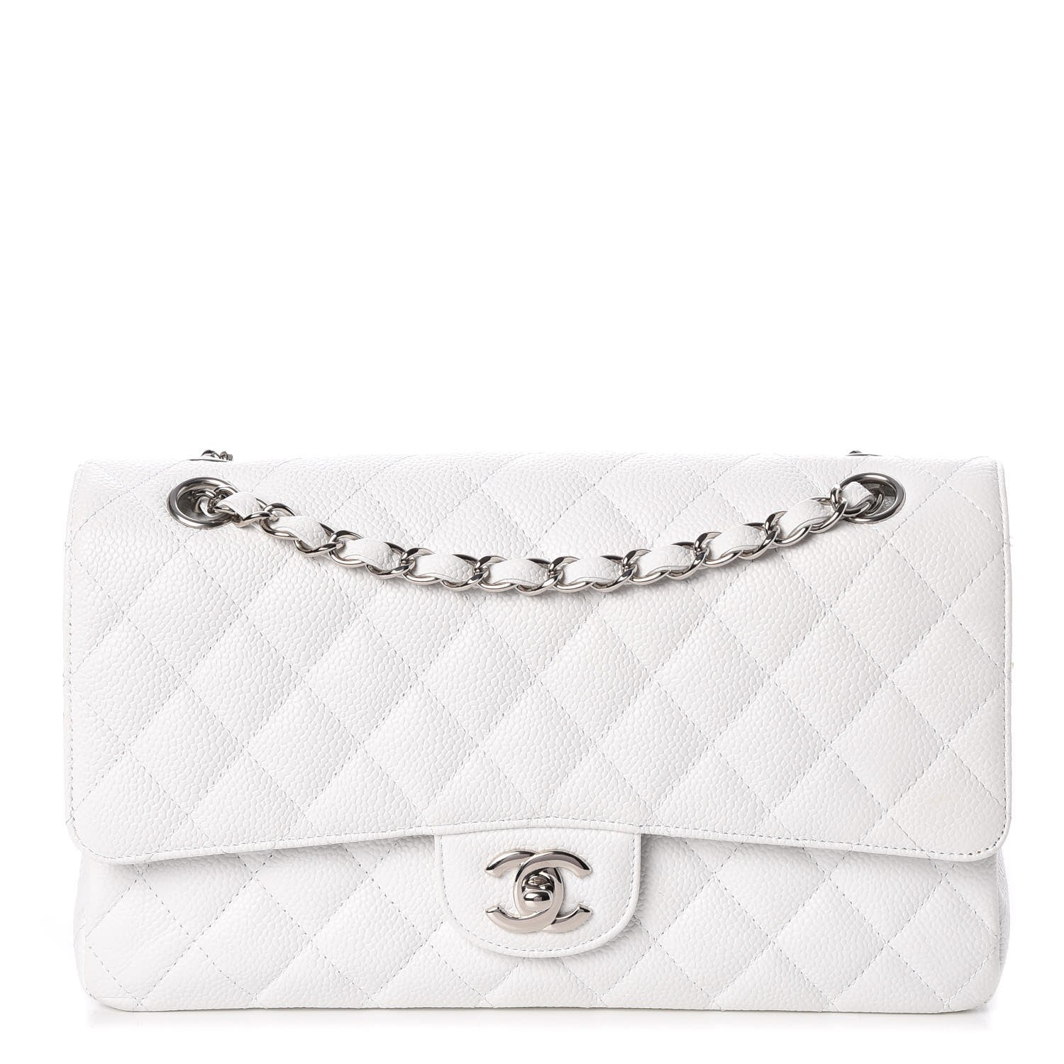 Chanel Caviar Quilted Medium Double Flap White 1 of 9