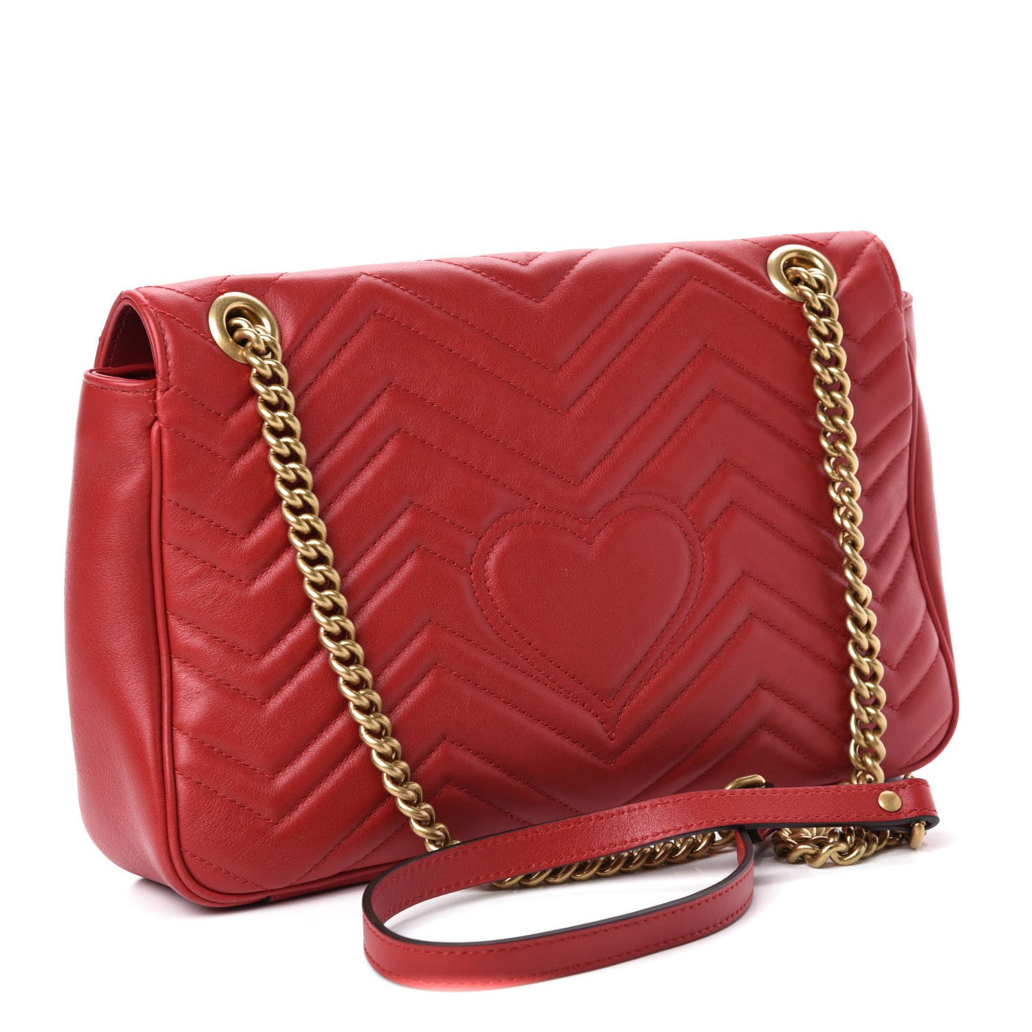 Gucci Calfskin Matelasse Medium GG Marmont Shoulder Bag Hibiscus Red 4 of 11