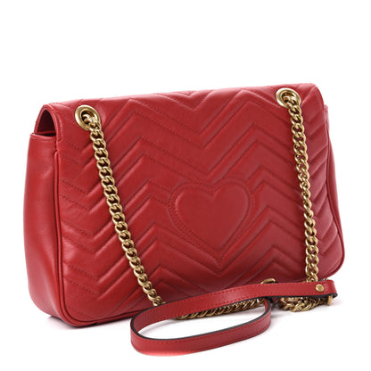 Gucci Calfskin Matelasse Medium GG Marmont Shoulder Bag Hibiscus Red 4 of 11