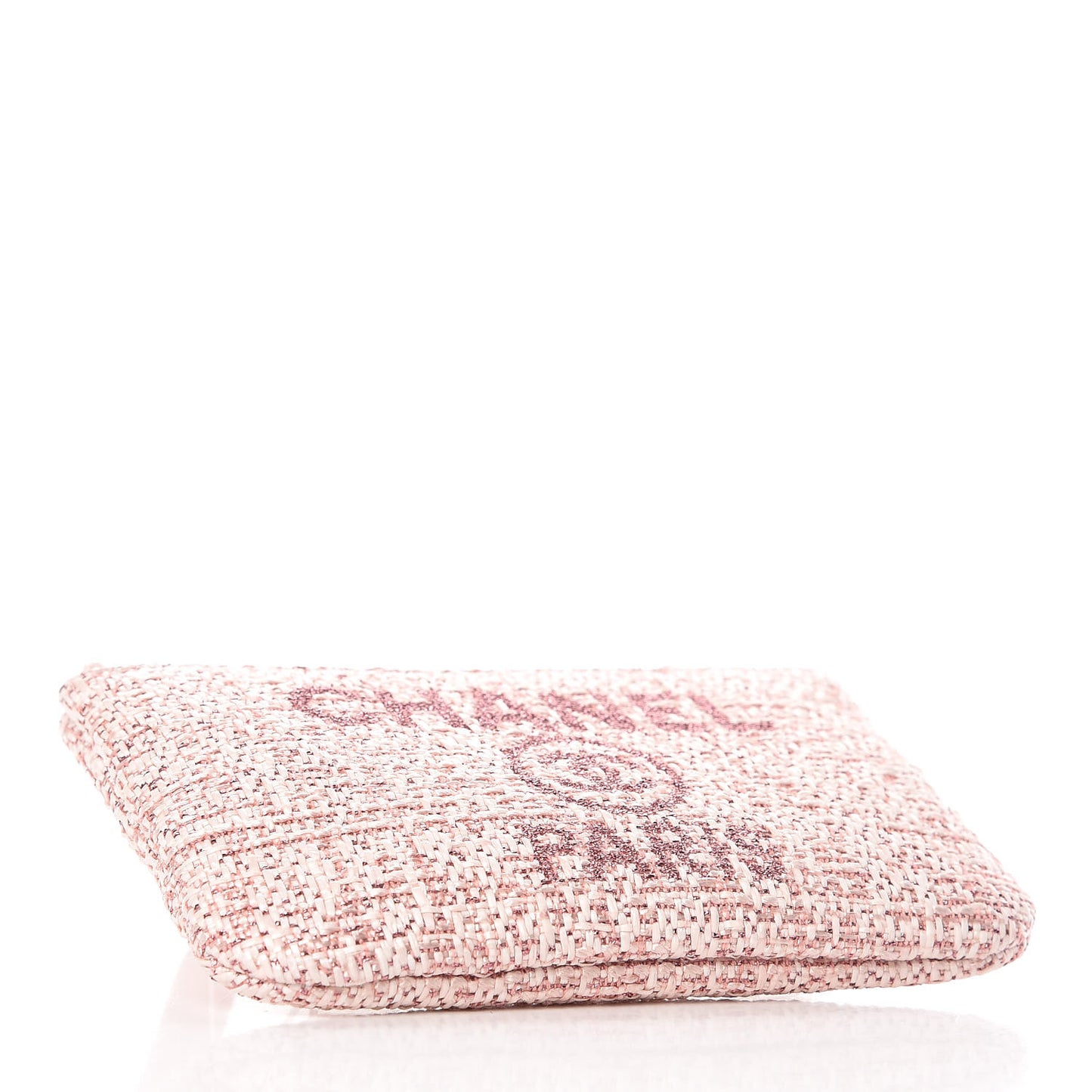 Woven Straw Raffia Deauville Cosmetic Pouch Pink