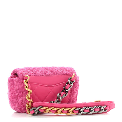 Chanel Tweed Quilted Chanel 19 Waist Bag Pink 3 of 10