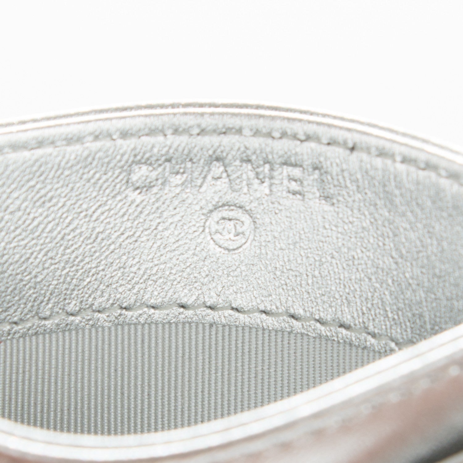 Chanel Metallic Lambskin Quilted CC Card Holder Silver 7 of 8