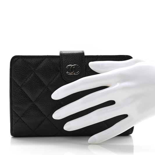 Caviar Quilted CC French Wallet Black