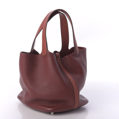 Hermes Taurillon Clemence Swift Picotin Lock 22 MM Rouge H Brique 3 of 10
