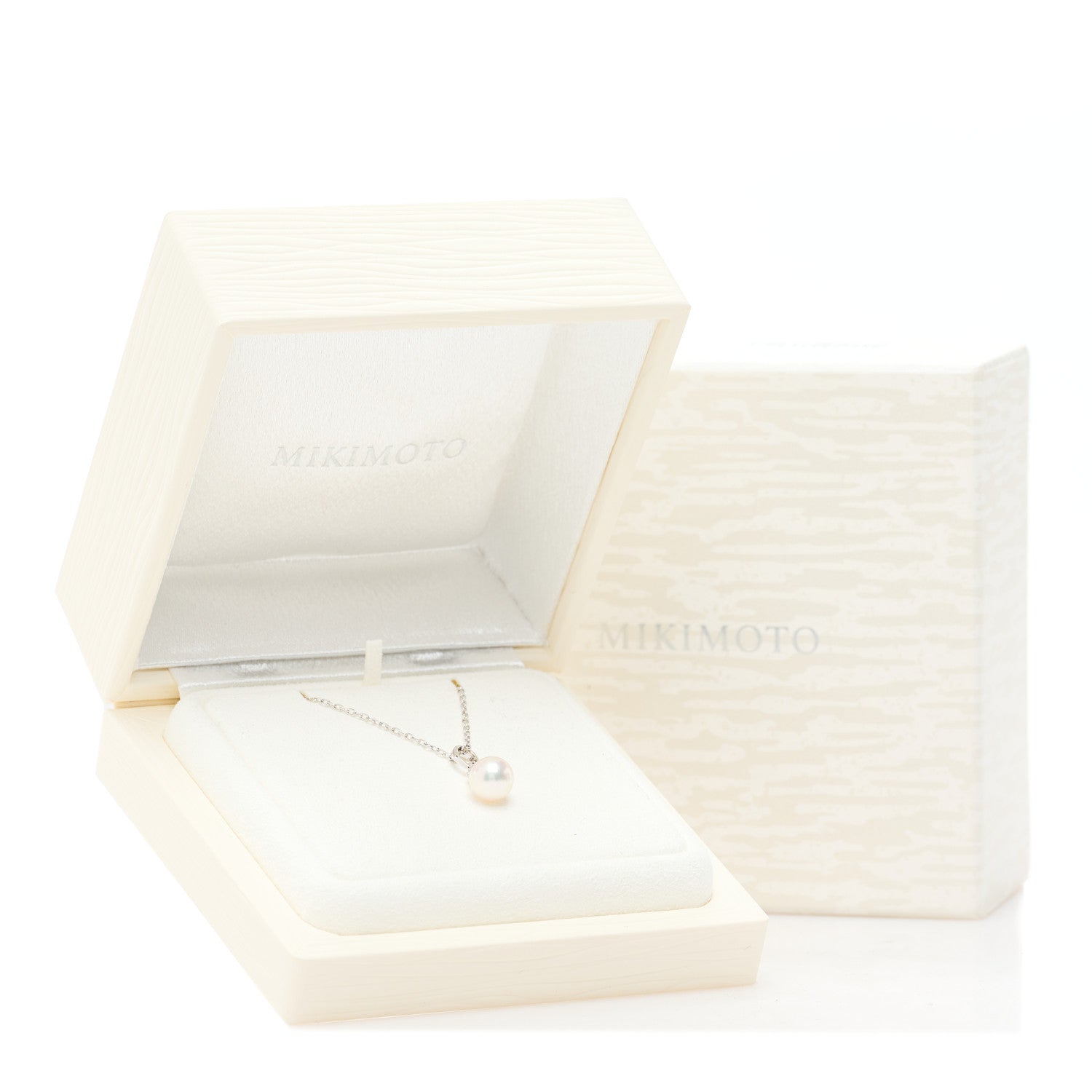 Mikimoto 18K White Gold Diamond Akoya Pearl 7mm Morning Dew Pendant Necklace 5 of 5