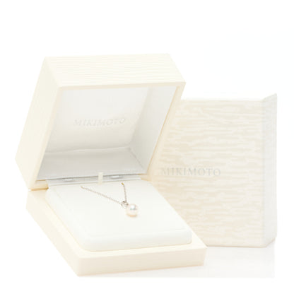 Mikimoto 18K White Gold Diamond Akoya Pearl 7mm Morning Dew Pendant Necklace 5 of 5