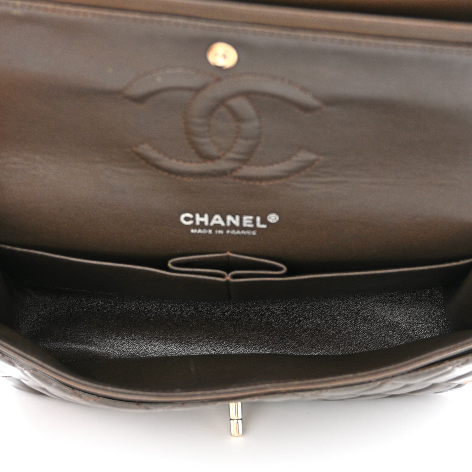 Chanel Patent Quilted Medium Double Flap Brown 5 of 16