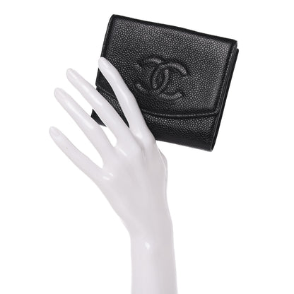 Chanel Caviar Timeless CC Compact French Wallet Black 2 of 9