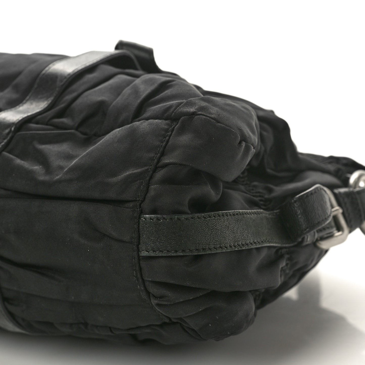 Tessuto Nylon Nappa Braided Gaufre Shopping Satchel Black