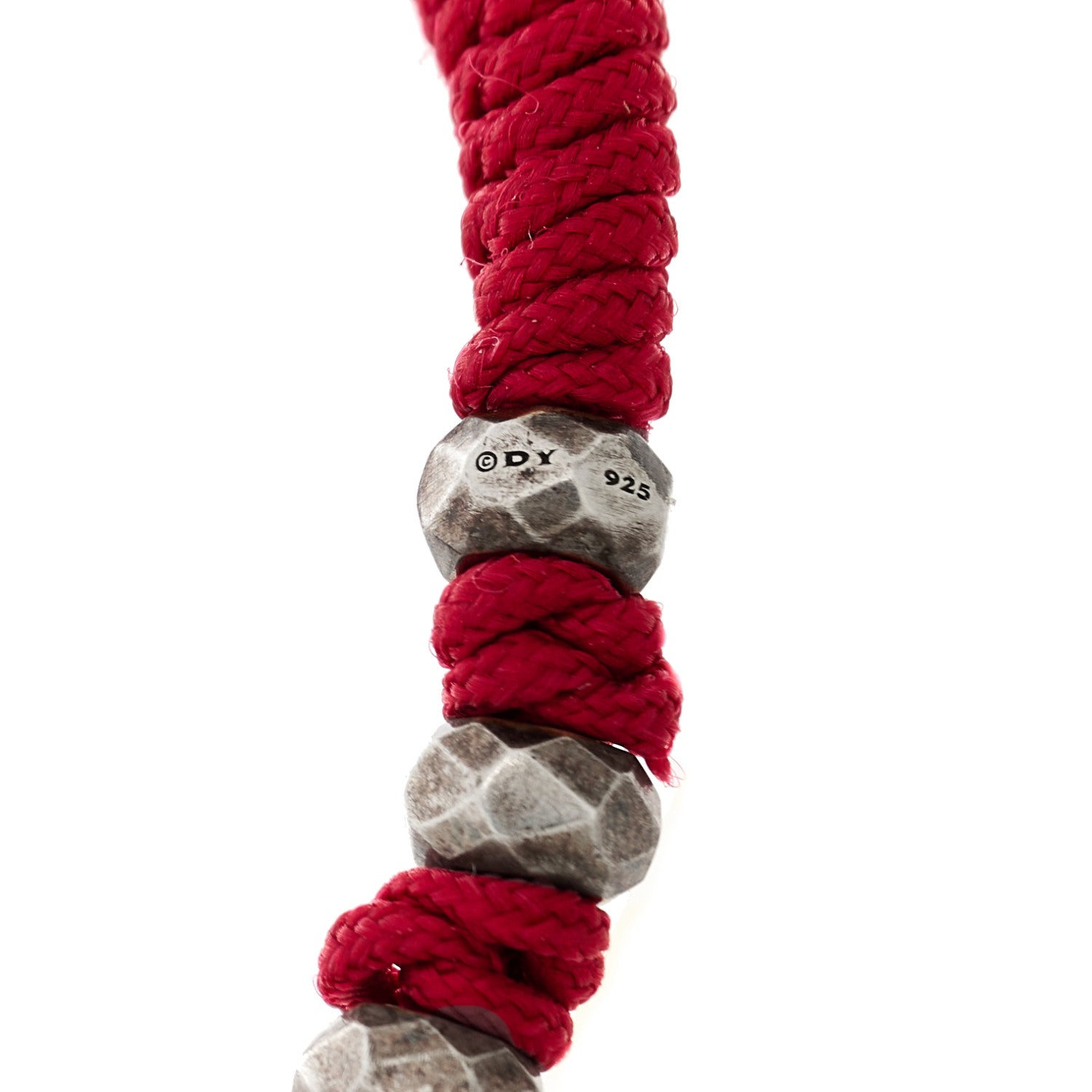 David Yurman Sterling Silver Nylon Fortune Woven Bracelet Red 3 of 3