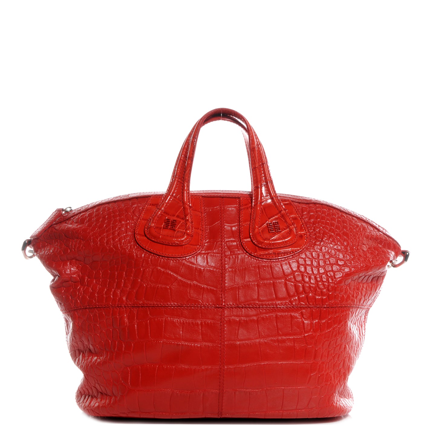 Calfskin Crocodile Embossed Large Nightingale Red