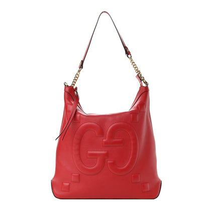 Gucci Apollo Calfskin GG Dadini Embroidered Chain Hobo Hibiscus Red 1 of 14
