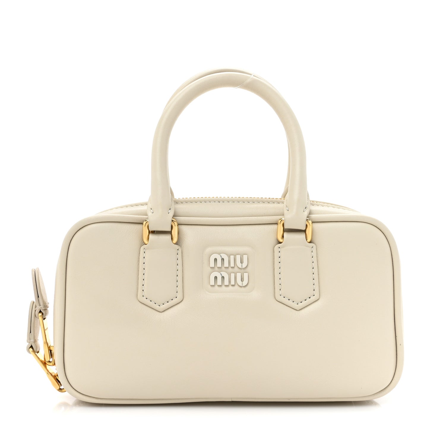 Calfskin Mini Arcadie Top Handle Bag Chalk White