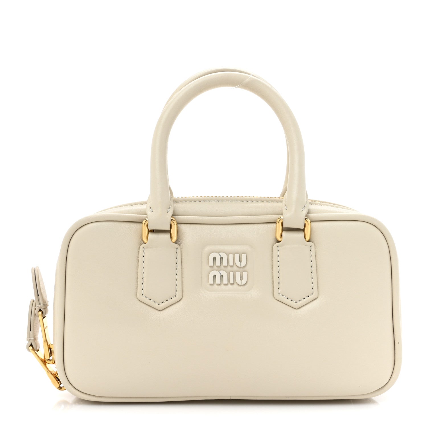Miu Miu Calfskin Mini Arcadie Top Handle Bag Chalk White 1 of 11